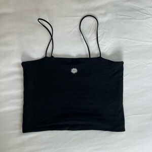 American Eagle Outfitters Black Camisole with Daisy Detail